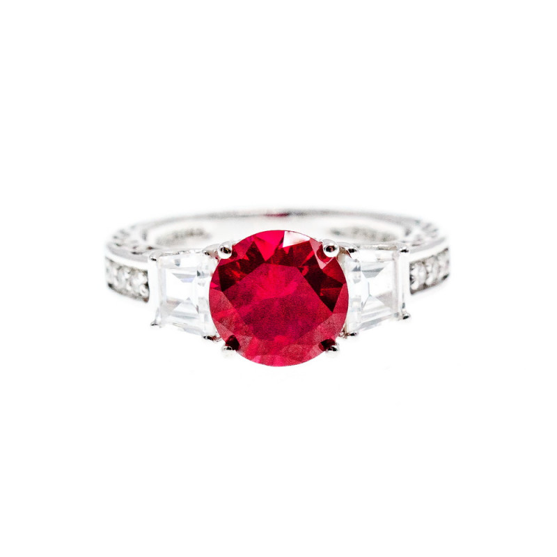 Sky Jewelry Серебряное кольцо со шпинелью и фианитами  Сияние