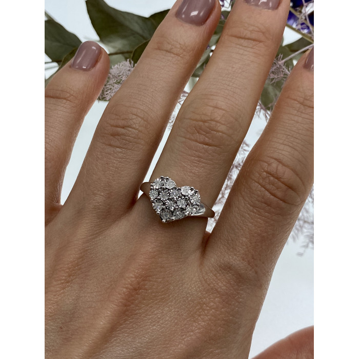 Sky Jewelry Серебряное кольцо с сапфирами  Сердце