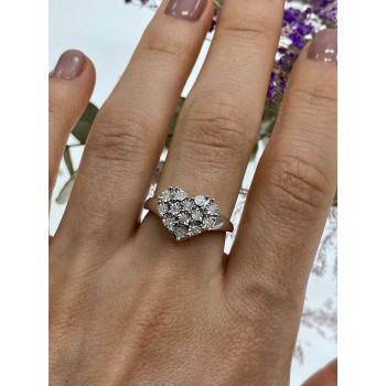 Sky Jewelry Серебряное кольцо с сапфирами  Сердце