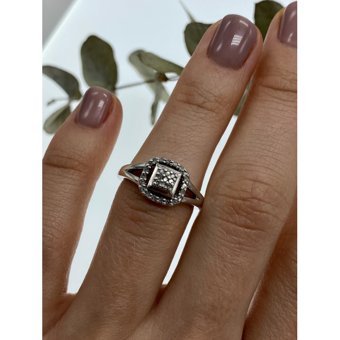 Sky Jewelry Серебряное кольцо с белыми сапфирами Классика