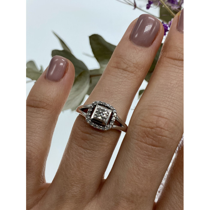 Sky Jewelry Серебряное кольцо с белыми сапфирами Классика