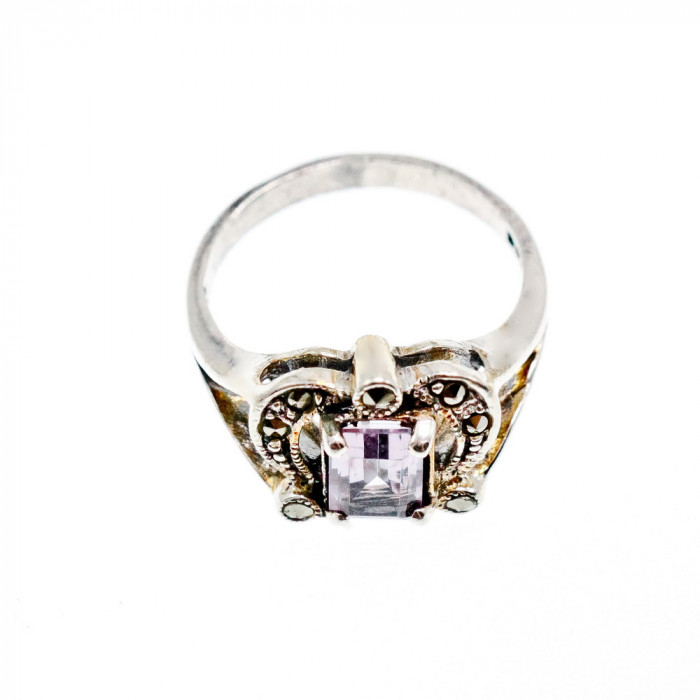 Sky Jewelry Серебряное кольцо с иолитом и марказитом  Грация