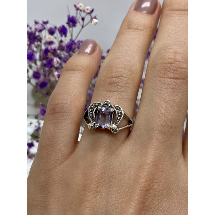 Sky Jewelry Серебряное кольцо с иолитом и марказитом  Грация