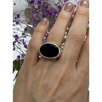 Sky Jewelry Серебряное кольцо с черным нефритом  Изысканность