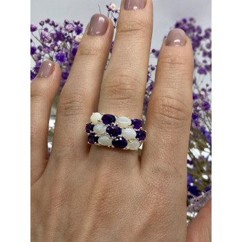 Sky Jewelry Серебряное кольцо с турмалином и опалом  Желание