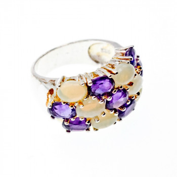 Sky Jewelry Серебряное кольцо с турмалином и опалом  Желание