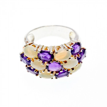 Sky Jewelry Серебряное кольцо с турмалином и опалом  Желание