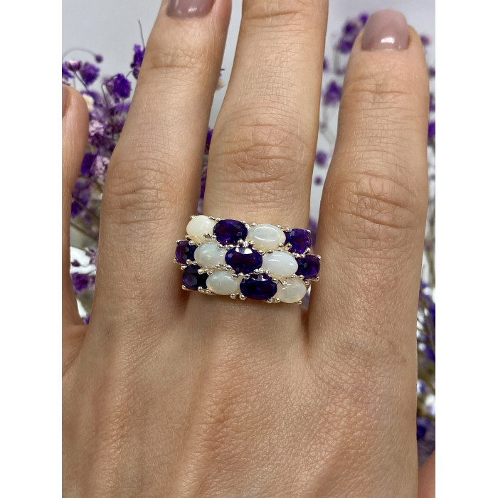 Sky Jewelry Серебряное кольцо с турмалином и опалом  Желание