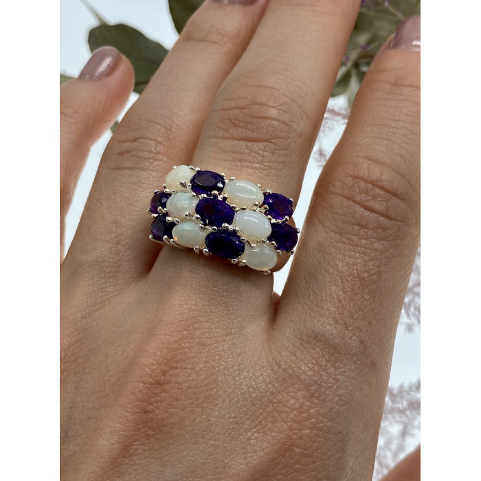 Sky Jewelry Серебряное кольцо с турмалином и опалом  Желание