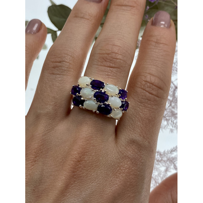 Sky Jewelry Серебряное кольцо с турмалином и опалом  Желание