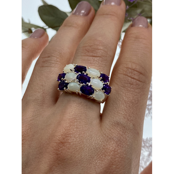 Sky Jewelry Серебряное кольцо с турмалином и опалом  Желание