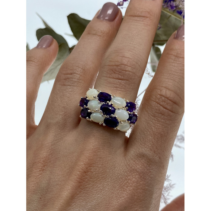 Sky Jewelry Серебряное кольцо с турмалином и опалом  Желание