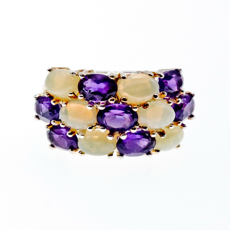 Sky Jewelry Серебряное кольцо с турмалином и опалом  Желание