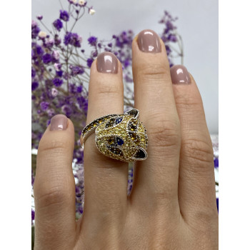 Sky Jewelry Серебряное кольцо с фианитами  Львица