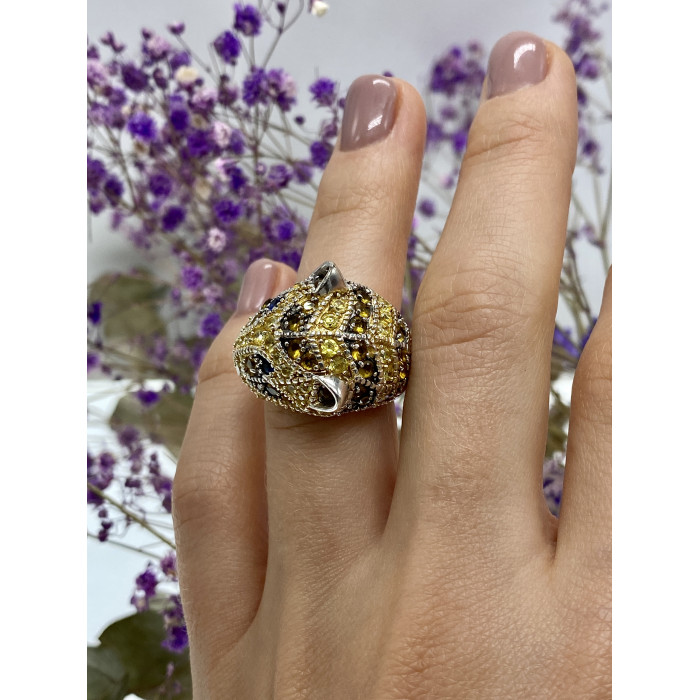 Sky Jewelry Серебряное кольцо с фианитами  Львица