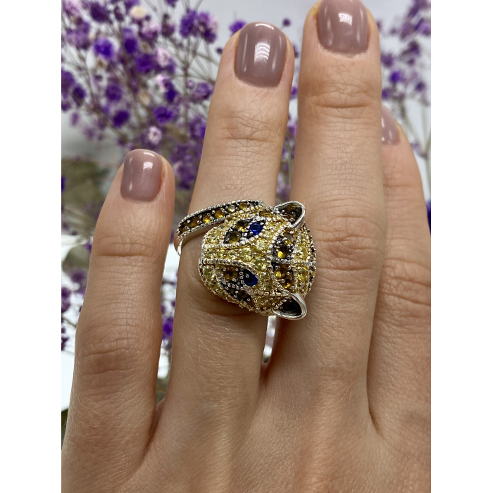 Sky Jewelry Серебряное кольцо с фианитами  Львица