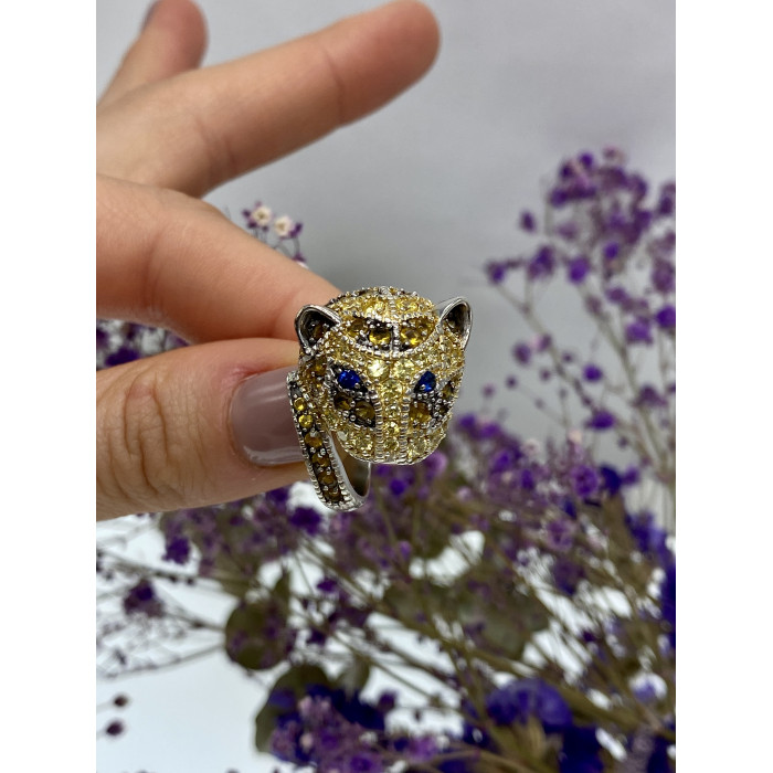 Sky Jewelry Серебряное кольцо с фианитами  Львица