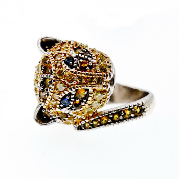 Sky Jewelry Серебряное кольцо с фианитами  Львица