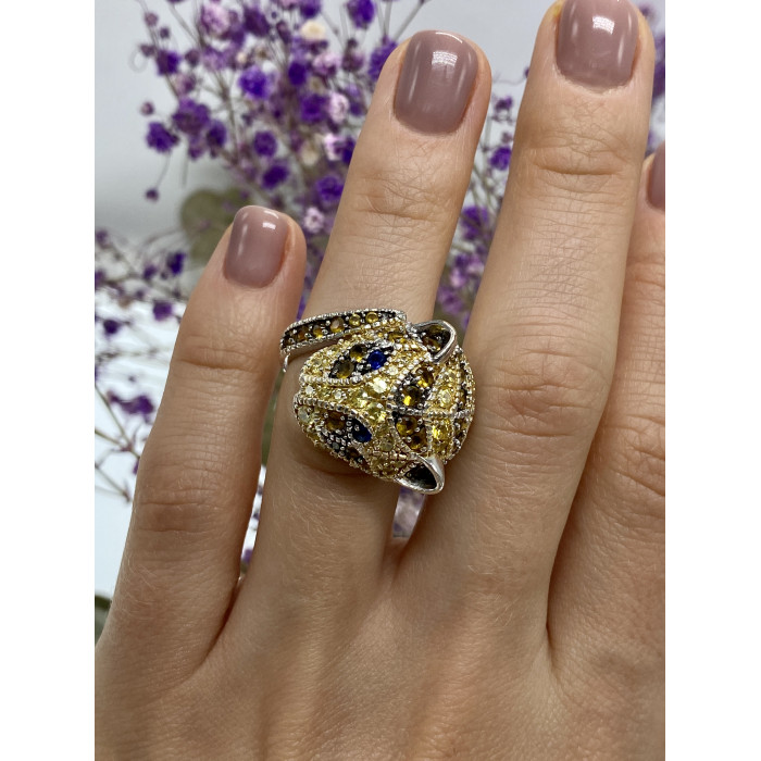 Sky Jewelry Серебряное кольцо с фианитами  Львица