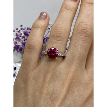 Sky Jewelry Серебряное кольцо с розовым топазом и фианитами   Обаяние