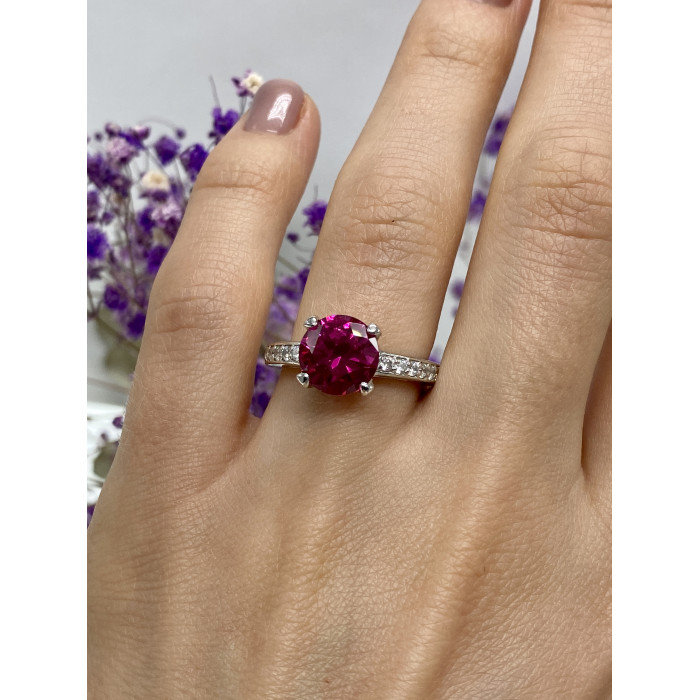 Sky Jewelry Серебряное кольцо с розовым топазом и фианитами   Обаяние