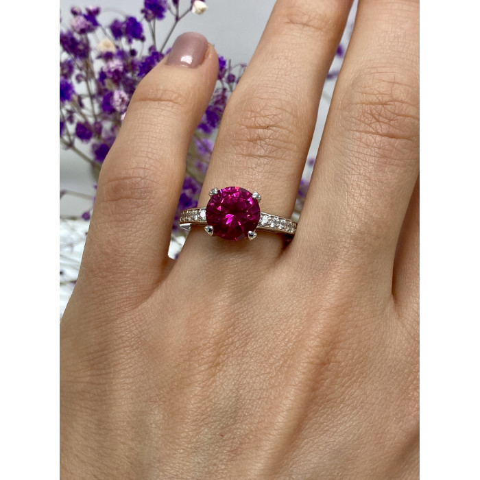 Sky Jewelry Серебряное кольцо с розовым топазом и фианитами   Обаяние