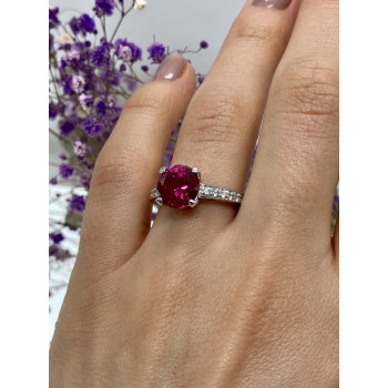 Sky Jewelry Серебряное кольцо с розовым топазом и фианитами   Обаяние