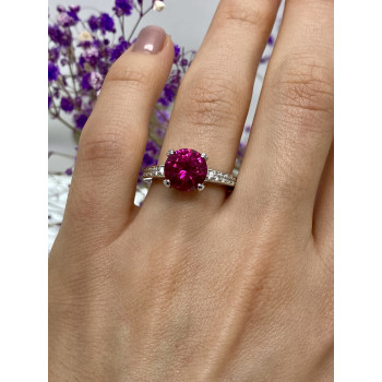 Sky Jewelry Серебряное кольцо с розовым топазом и фианитами   Обаяние