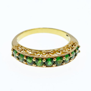 Sky Jewelry Серебряное кольцо в позолоте с хризолитом  Обаяние
