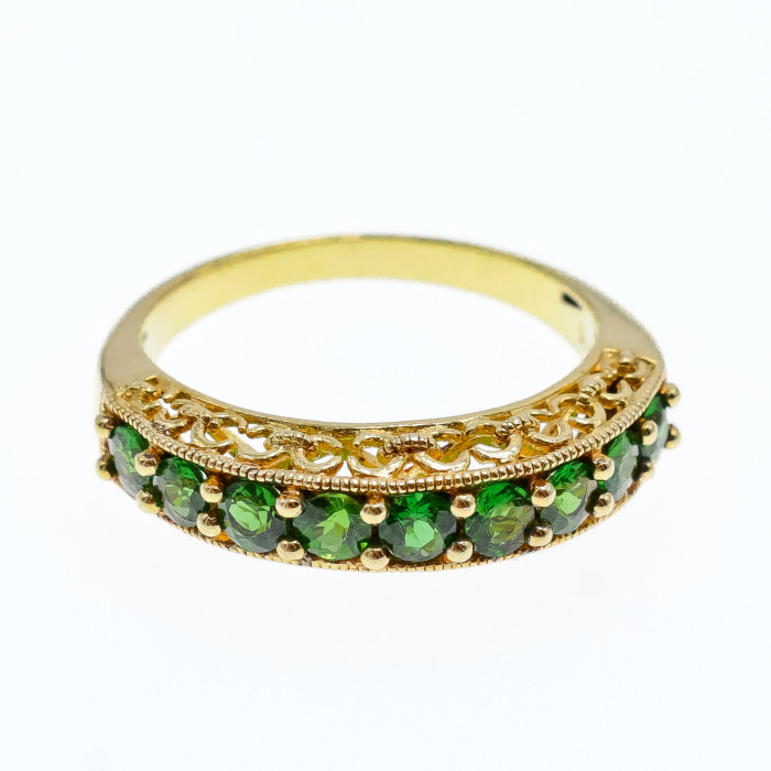 Sky Jewelry Серебряное кольцо в позолоте с хризолитом  Обаяние