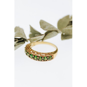 Sky Jewelry Серебряное кольцо в позолоте с хризолитом  Обаяние