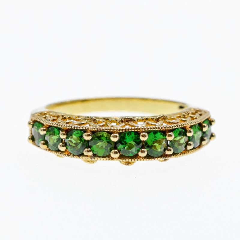 Sky Jewelry Серебряное кольцо в позолоте с хризолитом  Обаяние