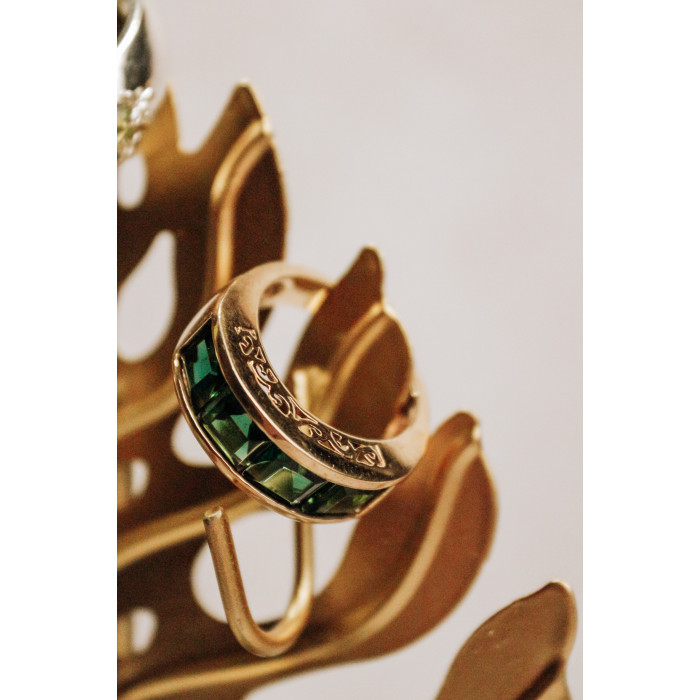 Sky Jewelry Серебряное кольцо в позолоте с изумрудом