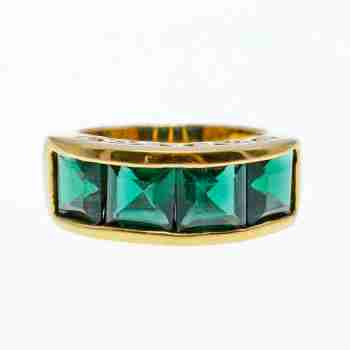 Sky Jewelry Серебряное кольцо в позолоте с изумрудом