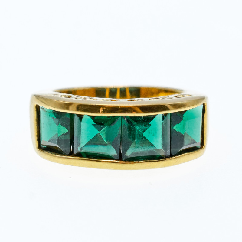 Sky Jewelry Серебряное кольцо в позолоте с изумрудом