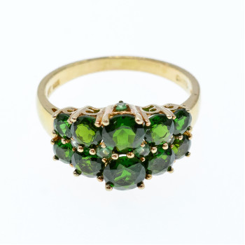 Sky Jewelry Серебряное кольцо в позолоте с хризолитами  Волшебство