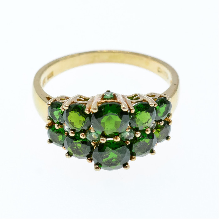 Sky Jewelry Серебряное кольцо в позолоте с хризолитами  Волшебство