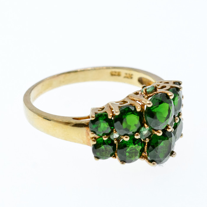 Sky Jewelry Серебряное кольцо в позолоте с хризолитами  Волшебство