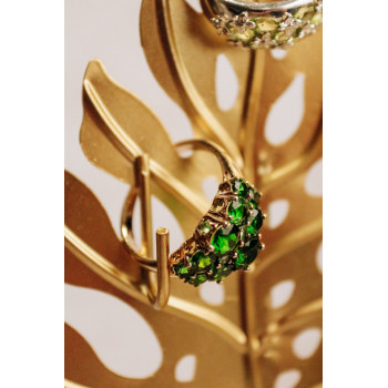 Sky Jewelry Серебряное кольцо в позолоте с хризолитами  Волшебство