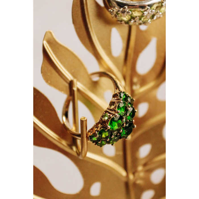 Sky Jewelry Серебряное кольцо в позолоте с хризолитами  Волшебство