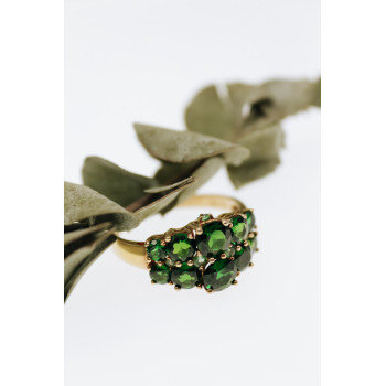 Sky Jewelry Серебряное кольцо в позолоте с хризолитами  Волшебство