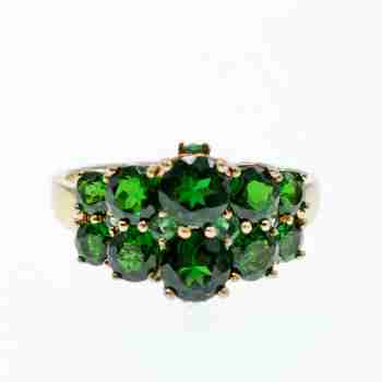 Sky Jewelry Серебряное кольцо в позолоте с хризолитами  Волшебство