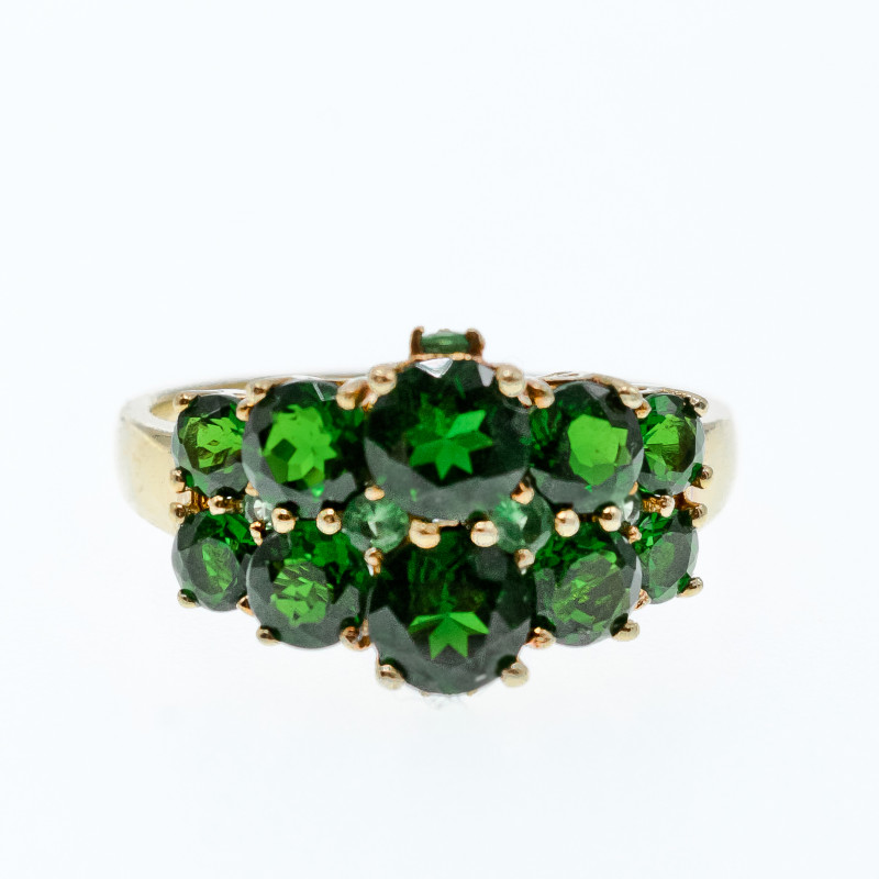 Sky Jewelry Серебряное кольцо в позолоте с хризолитами  Волшебство