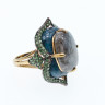 Sky Jewelry Серебряное кольцо в позолоте с камнями лабрадорит содалит и хризолит