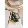 Sky Jewelry Серебряное кольцо в позолоте с камнями лабрадорит содалит и хризолит