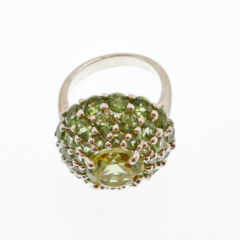 Sky Jewelry Серебряное кольцо с камнями хризолит  Летние мечты