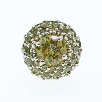 Sky Jewelry Серебряное кольцо с камнями хризолит  Летние мечты