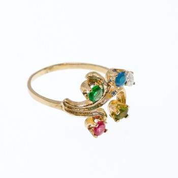 Sky Jewelry Золотое кольцо с разноцветными камнями шпинель