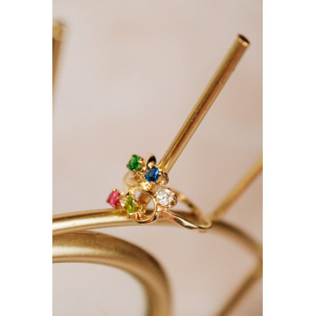 Sky Jewelry Золотое кольцо с разноцветными камнями шпинель