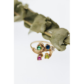 Sky Jewelry Золотое кольцо с разноцветными камнями шпинель